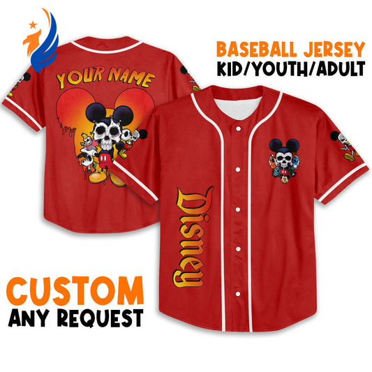 Personalized Horror Disney Scary Mickey Mouse Skull - Baseball Jersey for Fans - Cute Disney Gifts - Bafud