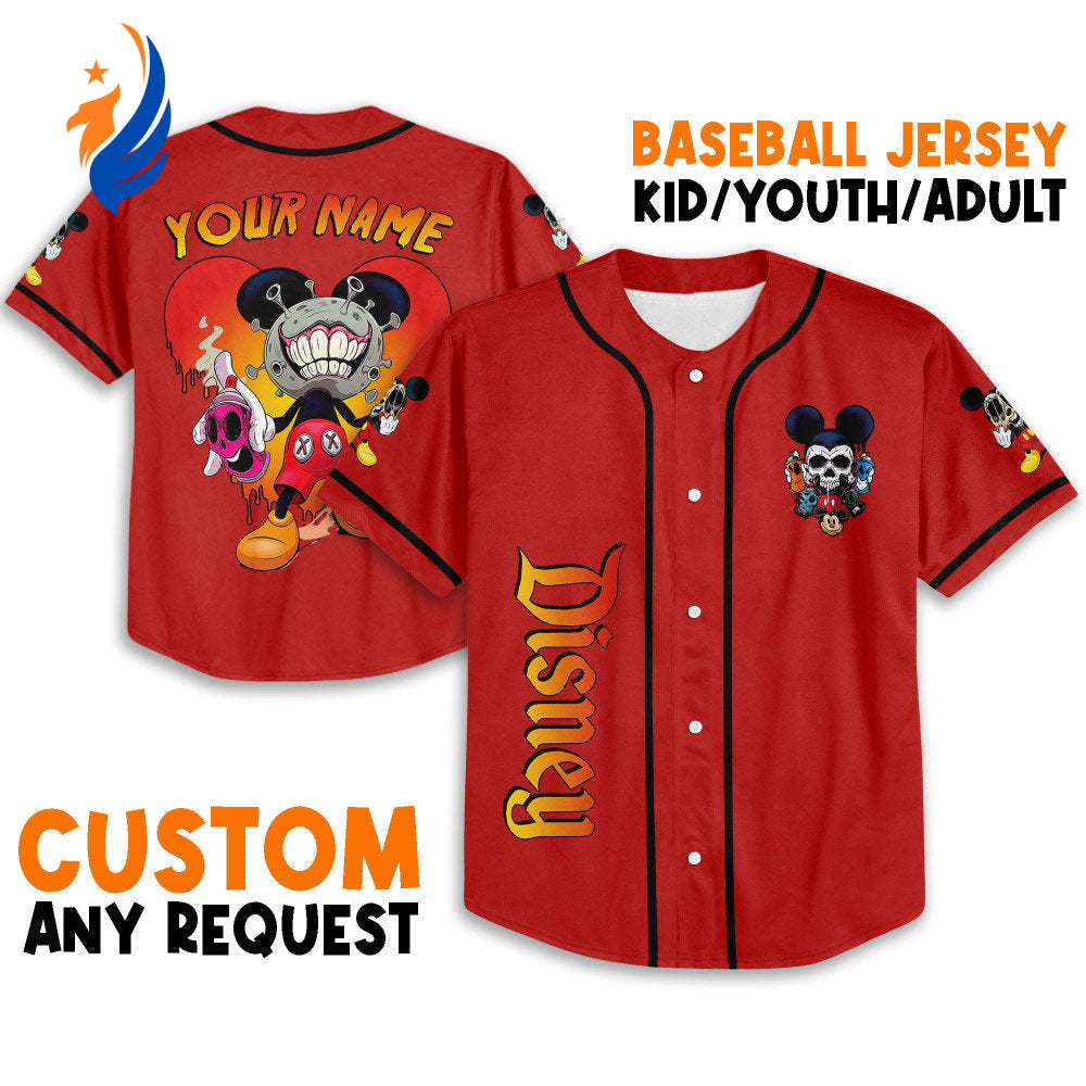 Spooky Monster Mickey Mouse: Personalized Horror Disney Baseball Jersey - Perfect Gifts for Disney Fans - Bafud