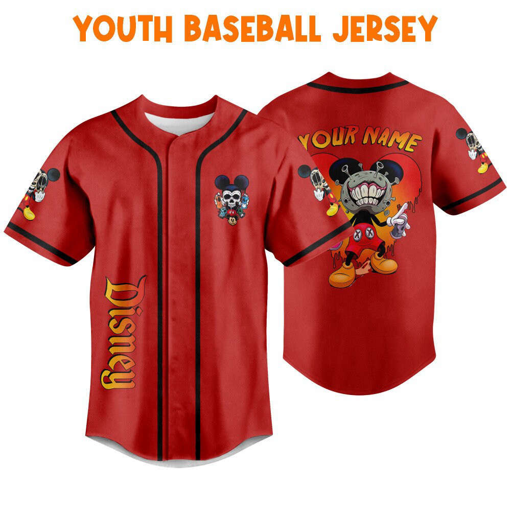 Spooky Monster Mickey Mouse: Personalized Horror Disney Baseball Jersey - Perfect Gifts for Disney Fans - Bafud