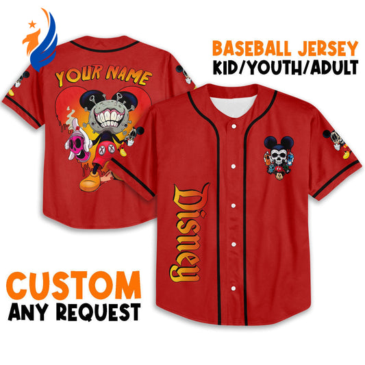 Personalized Horror Disney Scary Monster Mickey Mouse Baseball Jersey - Cute Gifts for Disney Fans - Bafud