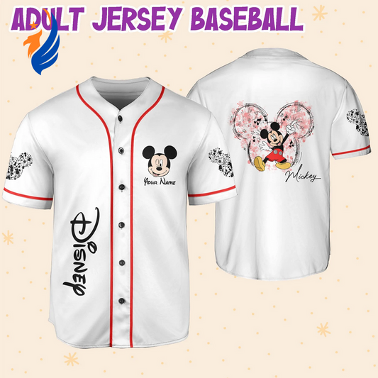 Custom Mickey Mouse Love Music Baseball Jersey Shirt - Personalized Unique Design - Bafud