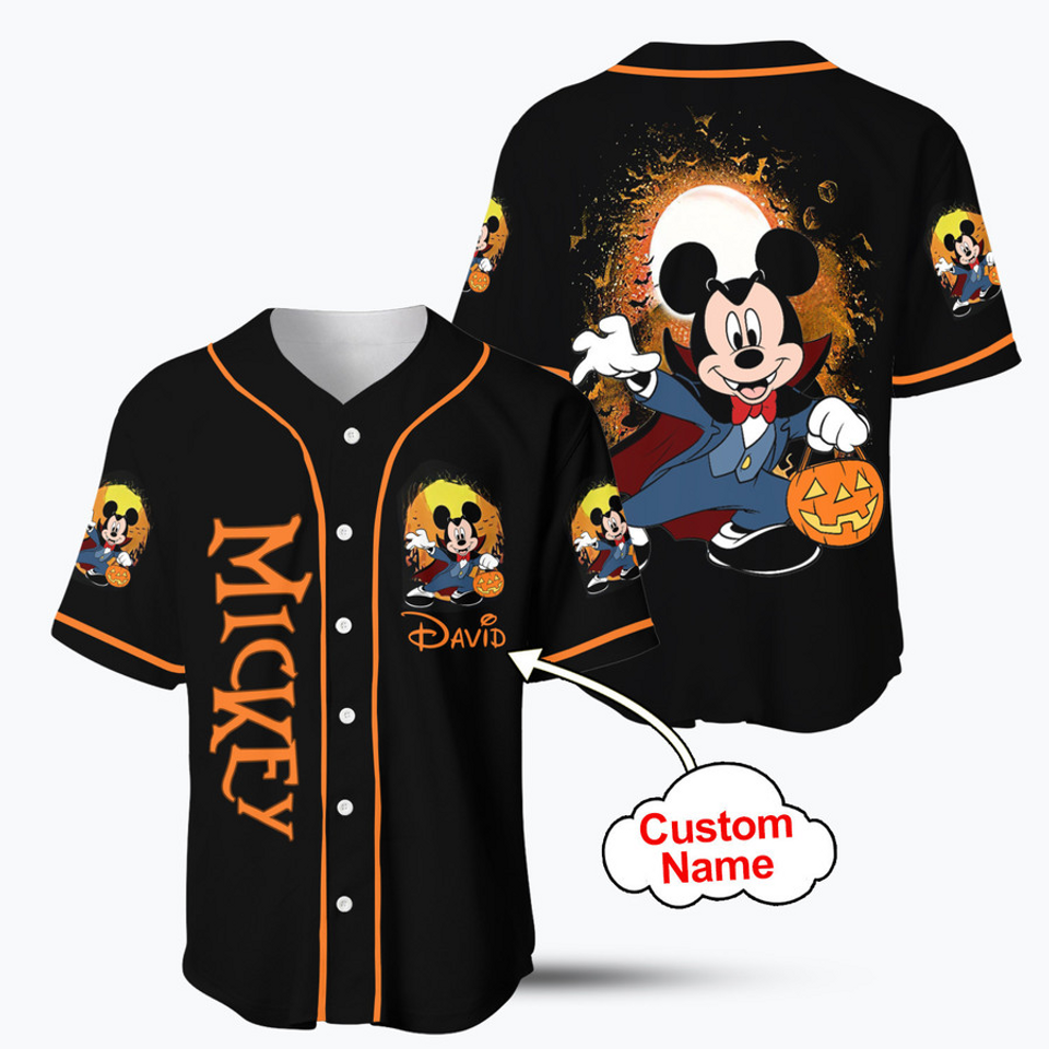 Spooky Personalized Mickey Mouse Vampire Baseball Jersey Shirt for Halloween - Bafud