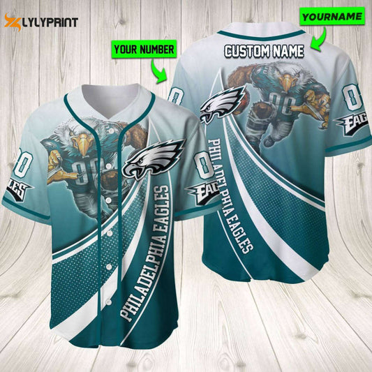 Personalized Philadelphia Eagles Baseball Jersey Baseball Jersey Mascot Gift For Men Women - lylyprint.com