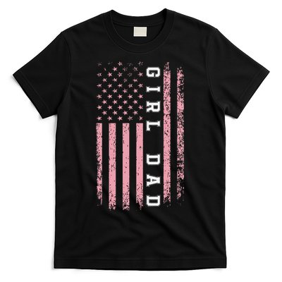 Proud Girl Dad Vintage Pink Flag Father's Day Gift T-Shirt