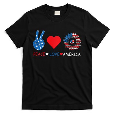 Peace Love America July 4th T-Shirt