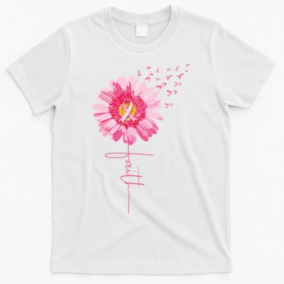 Pink Ribbon Daisy Faith Breast Cancer Awareness Month Gift T-Shirt