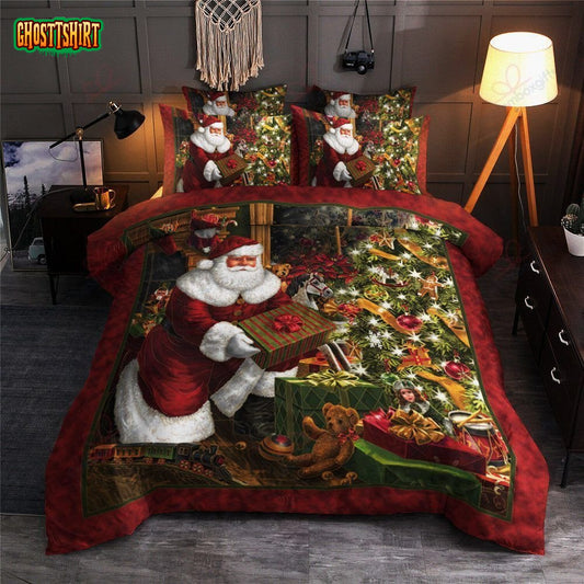 Presents Santa Claus Christmas Tree Bed Sheets Spread Duvet Cover Bedding Set