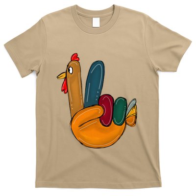 Peace Sign Turkey Hand Cool Thanksgiving Hippie T-Shirt