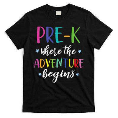 Pre-K Teacher Adventure Begins First Day Preschool Teachers T-Shirt
