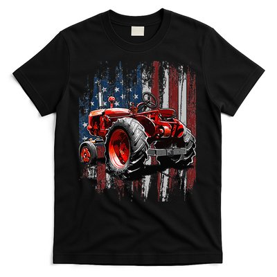 Patriotic Tractor American Flag Tractor Farmer Farm Gift T-Shirt