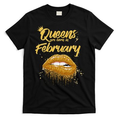 Queens Are Born In February Birthday for Black Wo T-Shirt