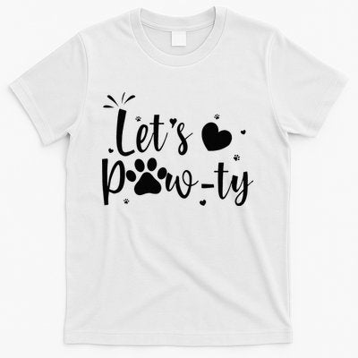 q6bA Funny Let's Pawty Dog Birthday Dog Mom Birthday Party T-Shirt