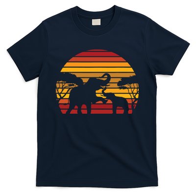 Retro Africa Animal Zoo Keeper Gift Safari Sunset Elephant T-Shirt