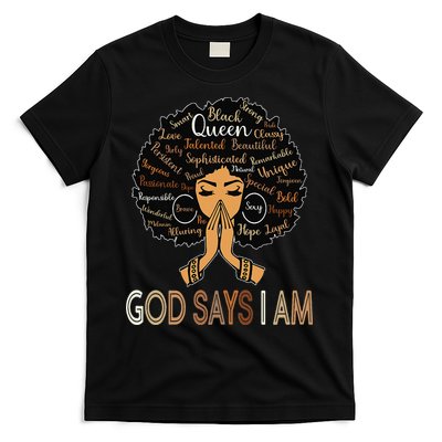 Retro Afro Juneteenth Vintage Black History God Says I Am T-Shirt