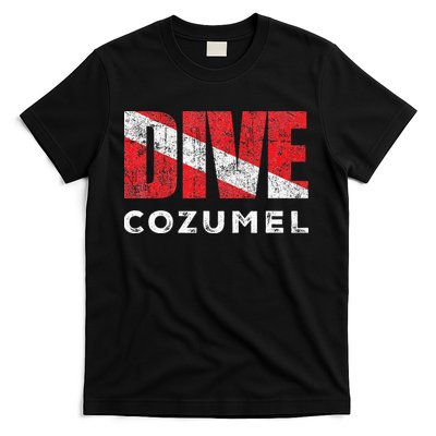 Retro Dive Cozumel Mexico Scuba Diver Vintage Dive Flag T-Shirt