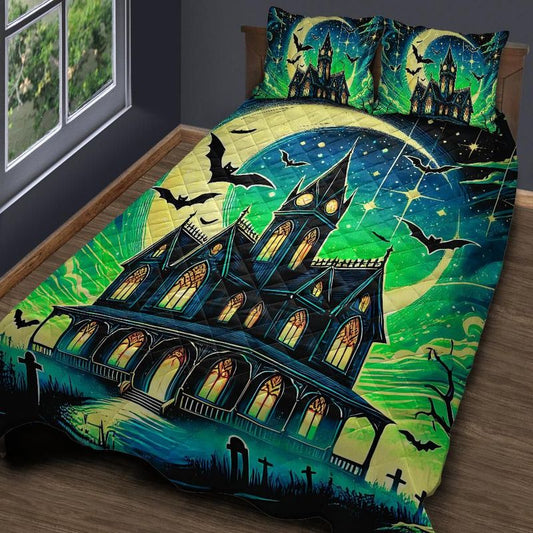 Personalized  Gothic Halloween Castle Quilt Bedding Set 3-Pc