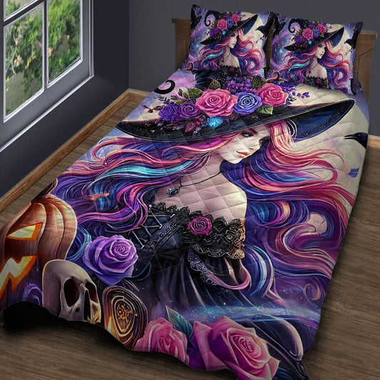 Personalized  Halloween Witch Quilt Bedding Set 3-Pc