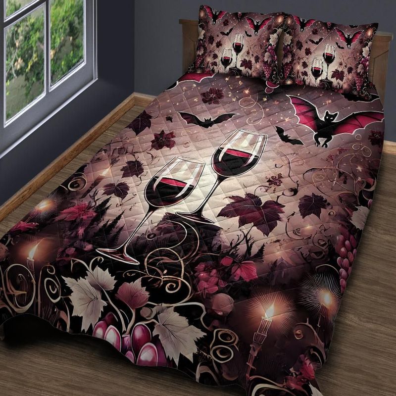 Personalized  Gothic Bat Quilt Bedding Set 3-Pc for Halloween