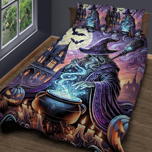 Personalized  Magician Wizard Quilt Bedding Set 3-Pc for Halloween