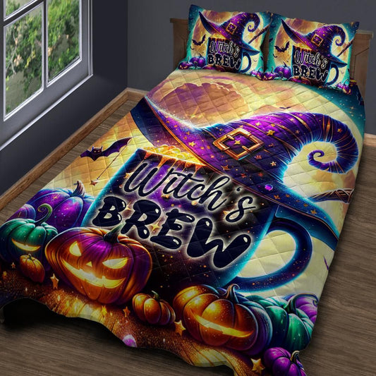 Personalized  Witch's Brew Halloween Quilt Bedding Set 3-Pc