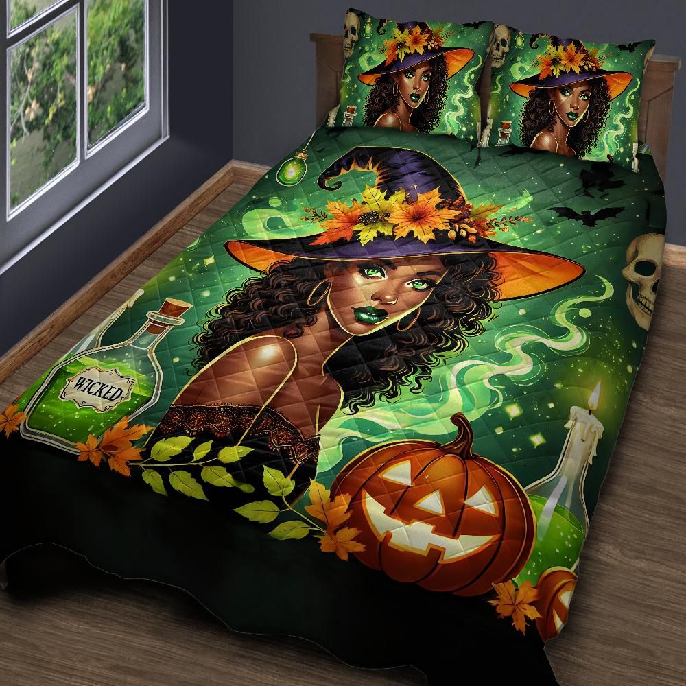Personalized  Wicked Witch Quilt Bedding Set 3-Pc for Halloween Home Decor