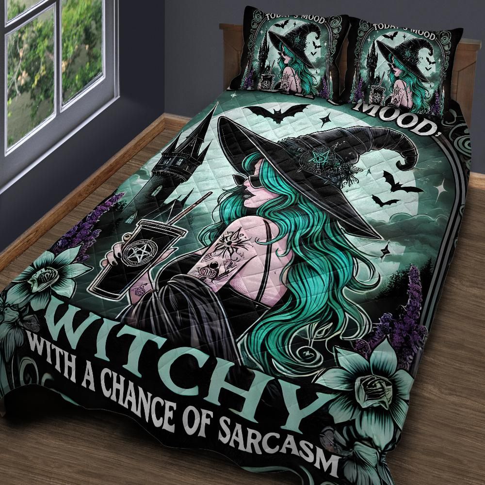 Personalized  Gothic Witch Quilt Bedding Set 3-Pc for Halloween