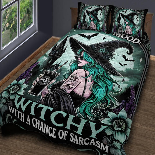 Personalized  Gothic Witch Quilt Bedding Set 3-Pc for Halloween
