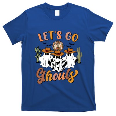 Retro Halloween Lets Go Ghouls Western Ghosts Disco Ball Gift T-Shirt
