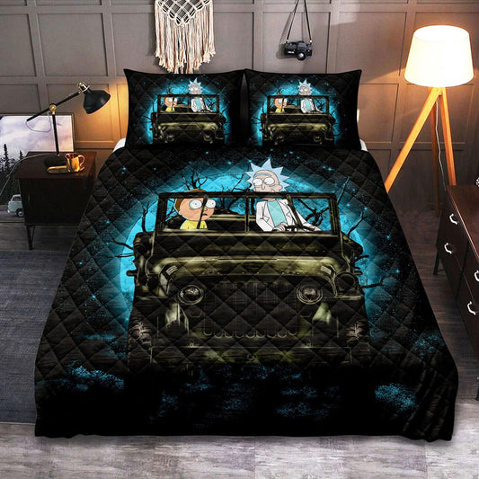 Personalized Rick And Morty Halloween 3-pc Quilt Bedding Set – Moonlight Design