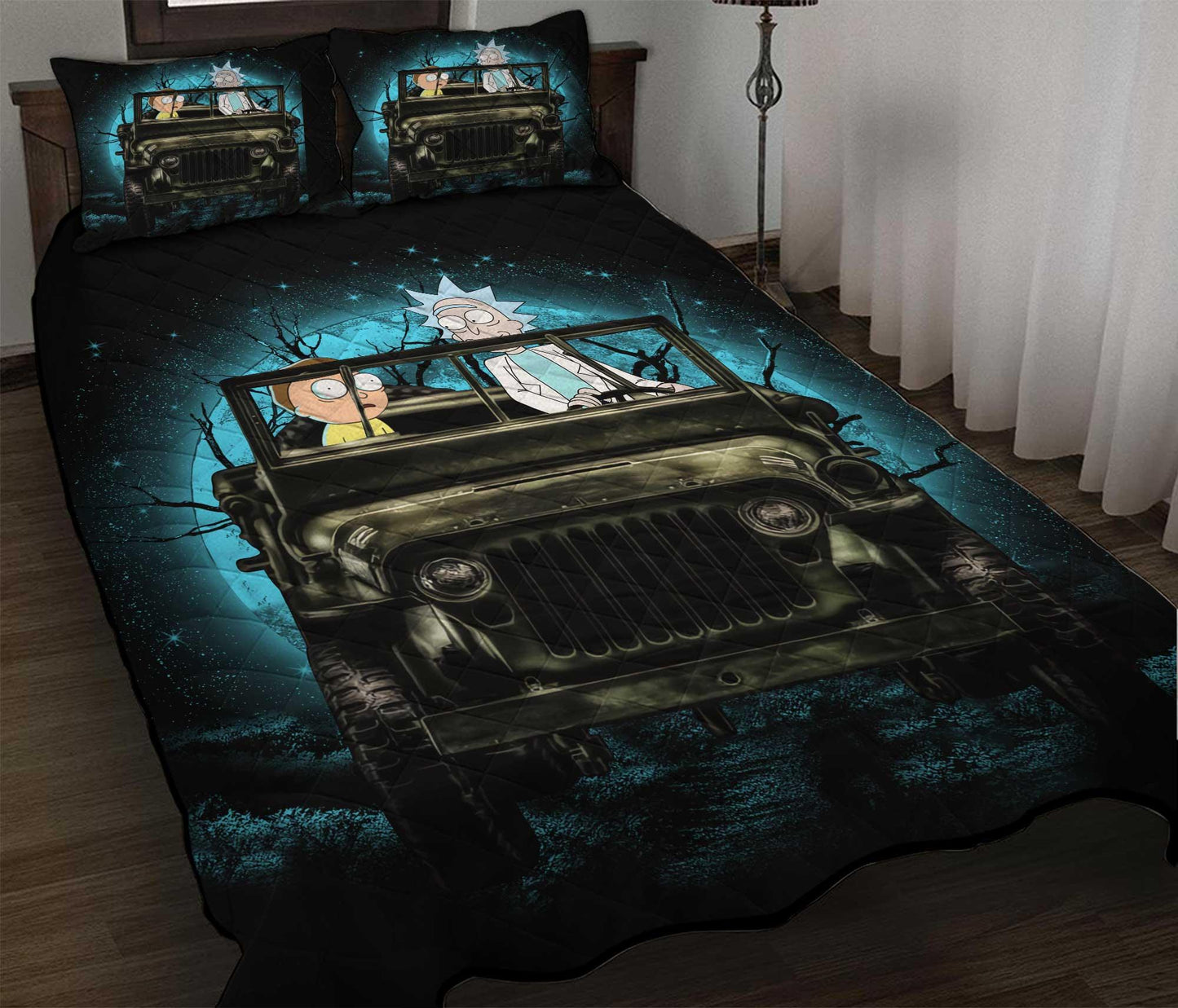 Personalized Rick And Morty Halloween 3-pc Quilt Bedding Set – Moonlight Design