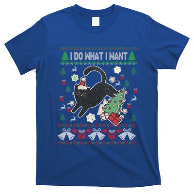 Retro Meowy Christmas I Do What I Want Funny Cat Gift T-Shirt