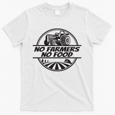 Retro No Farmers No Food Support Local Foods Farmer T-Shirt