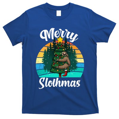 Retro Vintage Merry Slothmas Christmas Cute Sloth Pajamas Gift T-Shirt