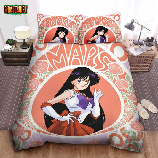 Sailor Moon, Beautiful Rei Hino Bed Sheets Duvet Cover Bedding Set
