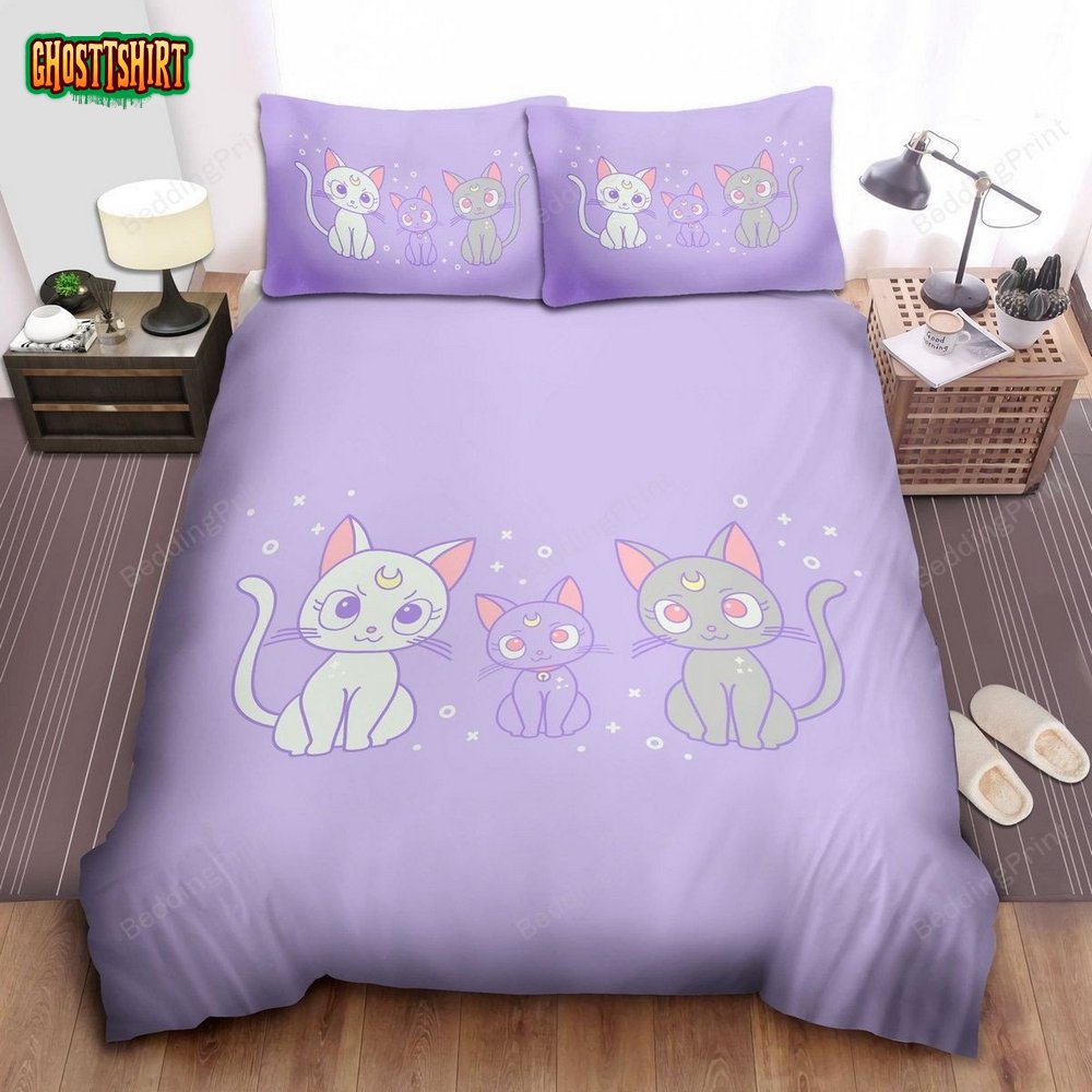 Sailor Moon, Luna, Artemis And Diana Bed Sheets Duvet Cover Bedding Set