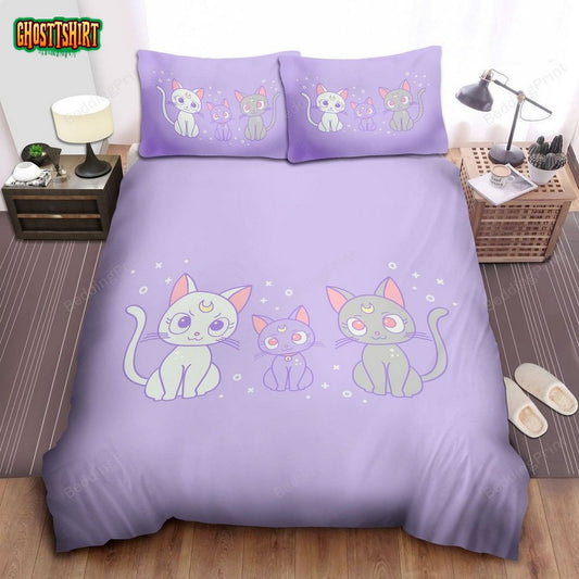 Sailor Moon, Luna, Artemis And Diana Bed Sheets Duvet Cover Bedding Set