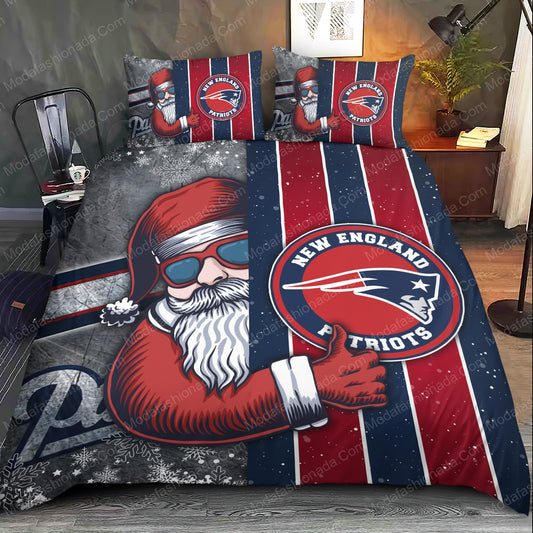 NFL New England Patriots Christmas Stanta Claus Bedding Set