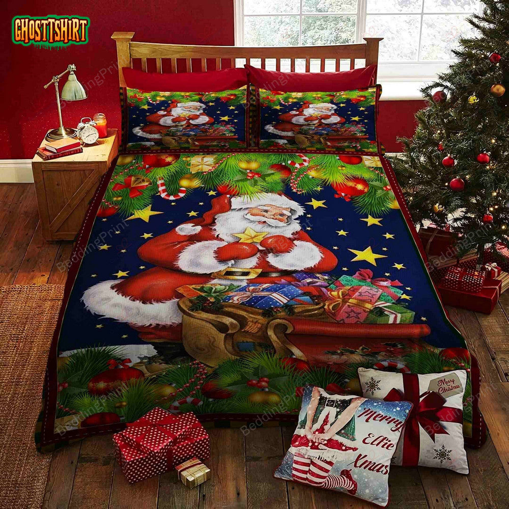 Santa Granpa And Christmas Gifts Bed Sheets Duvet Cover Bedding Set
