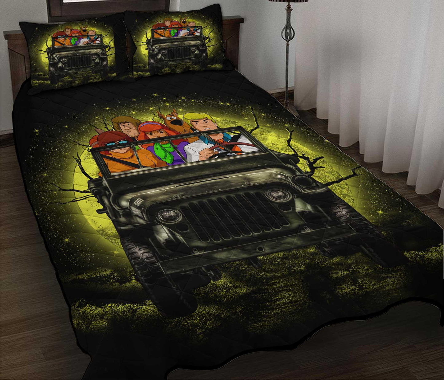 Personalized Scooby Doo Halloween Moonlight Funny 3-pc Quilt Bedding Set