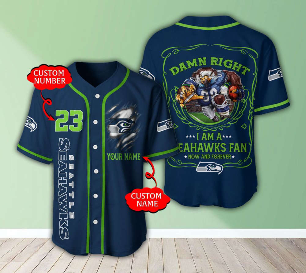 Seattle Seahawks Personalized Baseball Jersey Fan Gifts - lylyprint.com