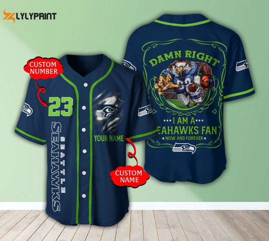 Seattle Seahawks Personalized Baseball Jersey Fan Gifts - lylyprint.com