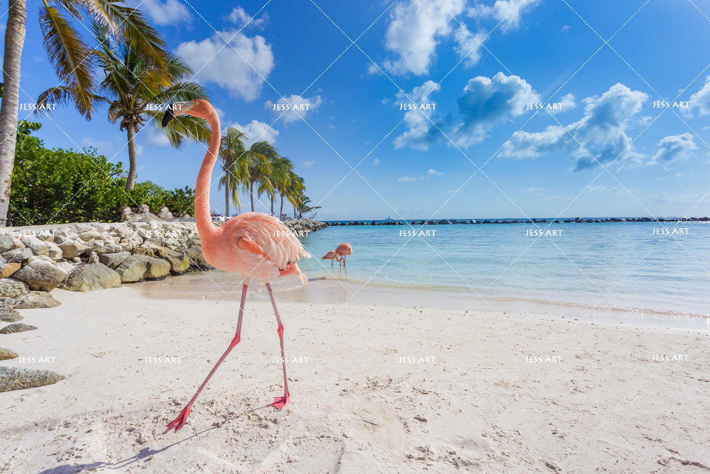 3D Blue Sea Flamingo Trees Quilt Cover Set Bedding Set Pillowcases 31