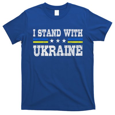 Support I Stand With Ukraine American Ukrainian Flag Gift T-Shirt