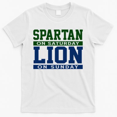 Spartan On Saturday Lion On Sunday Funny Detroit T-Shirt