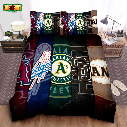 Sports California Mlb Teams Bed Sheet Duvet Cover Bedding Set