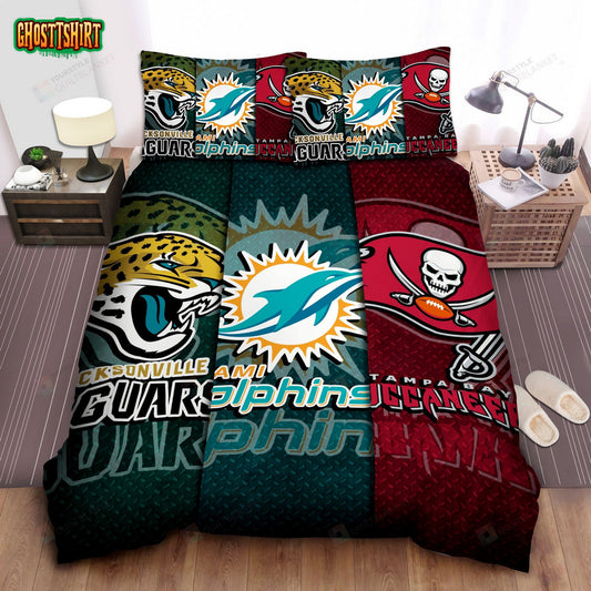 Sports Florida Nfl Teams Bed Sheet Spread Comforter Duvet Cover Bedding Set