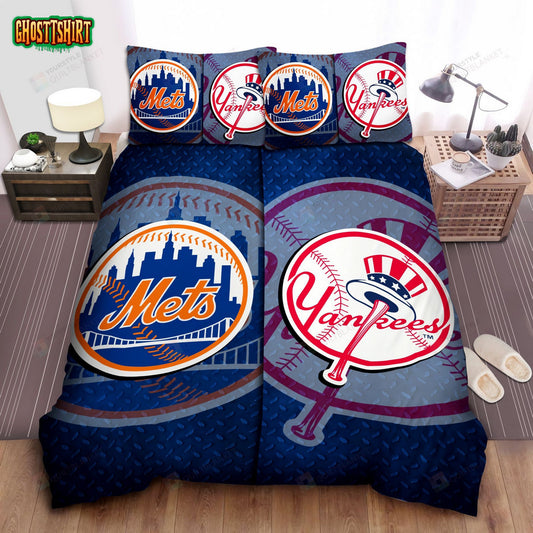 Sports New York Mlb Teams Bed Sheet Spread Comforter Duvet Cover Bedding Set