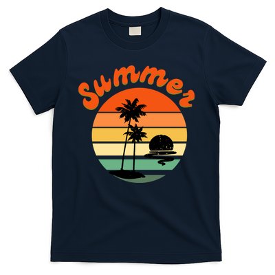 Summer Sunset Beach Retro Vacation T-Shirt