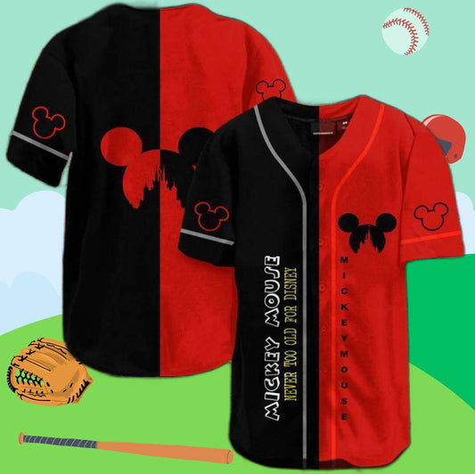 Stay Forever Young with the Never Too Old Mouse Baseball Jersey - Aopprinter