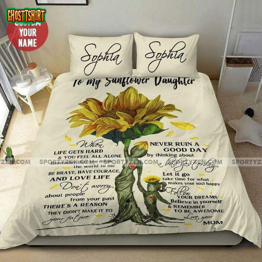 Sunflower Gift For Your Daughter Personalized Custom Name Duvet Cover Bedding Set